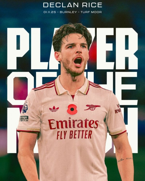 Header scored! Rice was named Arsenal s best player against Burnley